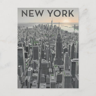 New York City Minimalistisk Silhuett Konst Vykort