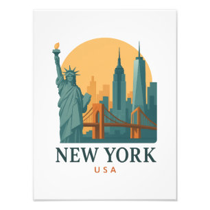 New York City Minimalistisk Vintage Resa Fototryck