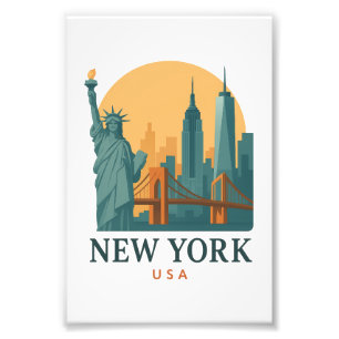 New York City Minimalistisk Vintage Resa Fototryck