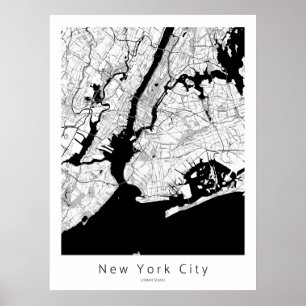New York City Modern Minimal City Karta Poster