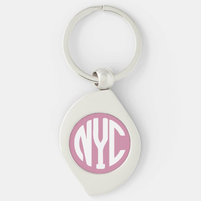 New York City monogram Swirl Silverfärgad Nyckelring (Framsidan)