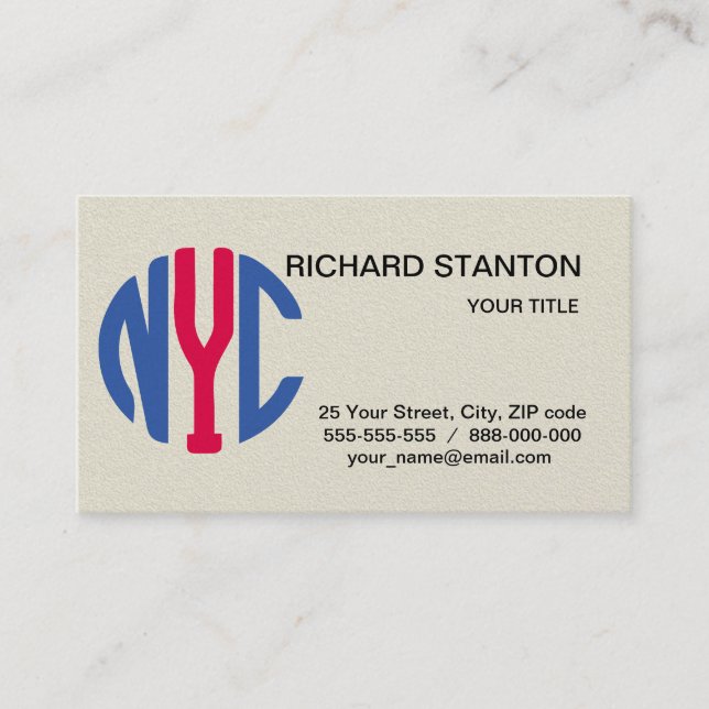 New York City monogram Visitkort (Framsida)
