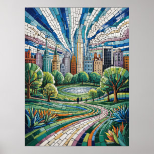 New York City Mosaikparklandskap Poster
