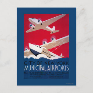 New York City Municipal Airport Vintage affisch Vykort