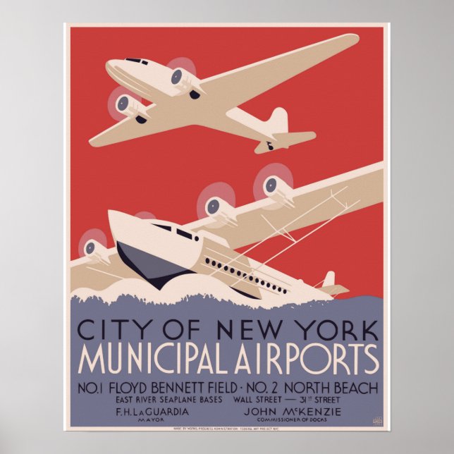 New York City Municipal Airports WPA Poster 1937 (Framsidan)