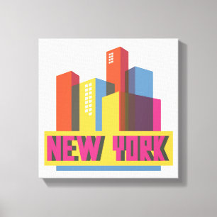 New York City Neon Skyline Canvastryck