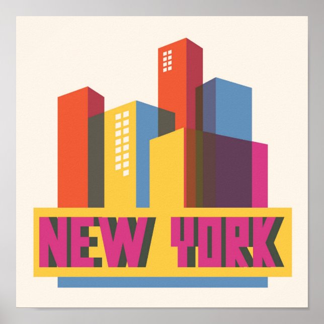 New York City | Neon Skyline Poster (Framsidan)