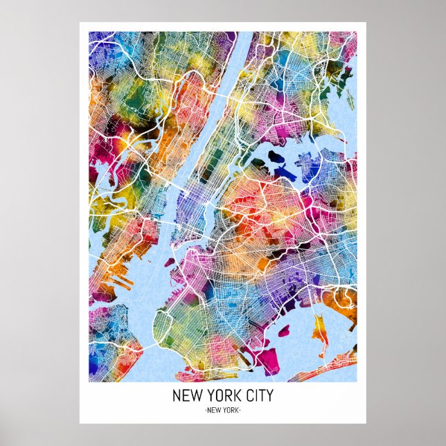 New York City New York Karta Poster (Framsidan)