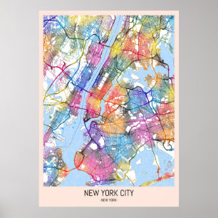 New York City New York Karta Poster