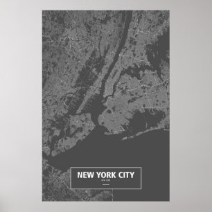 New York City New York (vit på svart) Poster