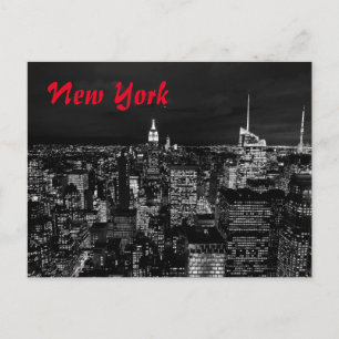 New York City Night Black & White Vykort