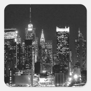 New York City Night Fyrkantigt Klistermärke