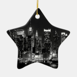 New York City Night Julgransprydnad Keramik