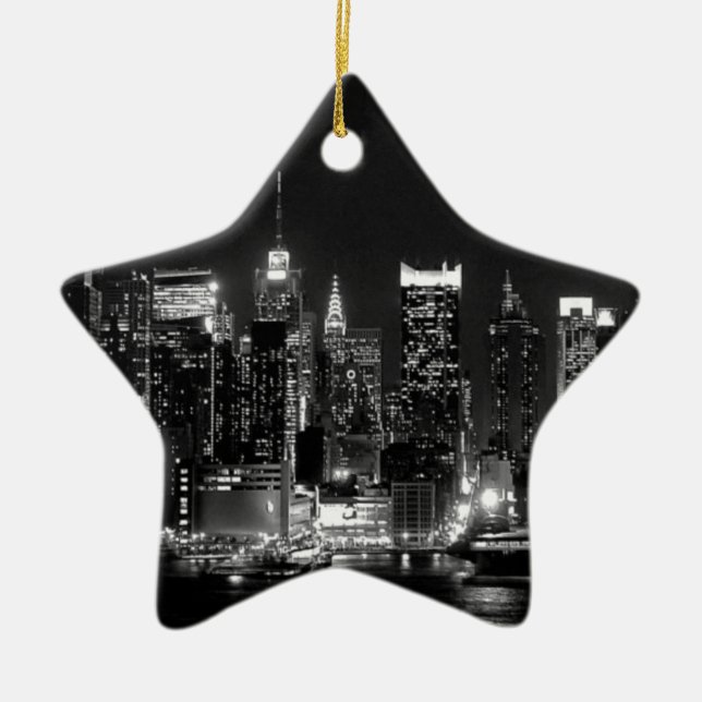 New York City Night Julgransprydnad Keramik (Framsidan)