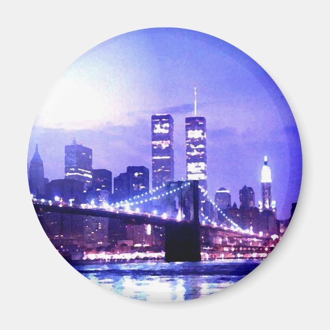New York City Night Panorama Magnet (Framsidan)