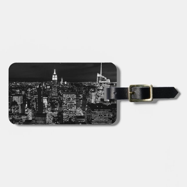 New York City Night Skyline Bagagebricka (Horisontell Framsida)