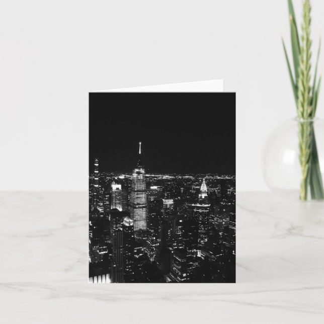 New York City Night Skyline-mappat gratulationskor Kort (Framsida)