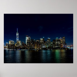 New York City Night Skyline Poster