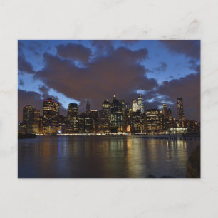 New York City Night Skyline Vykort