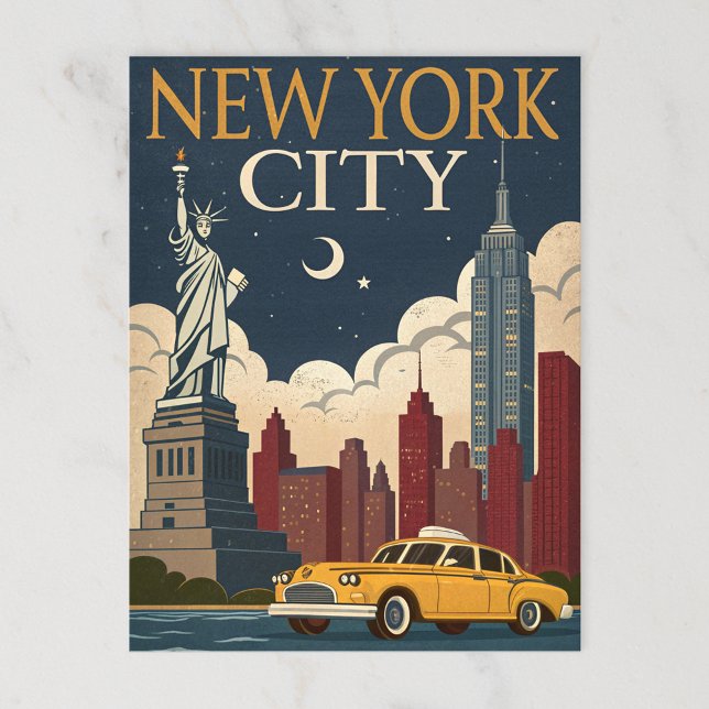 New York City Night Skyline Vykort (Skapare uppladdad)