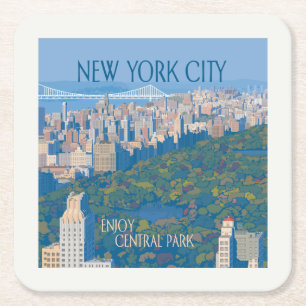 New York City Njut av Centralparken Underlägg Papper Kvadrat