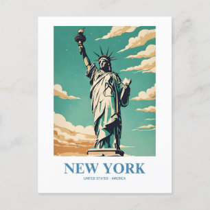 New York City Nostalgic Travel Art Vykort