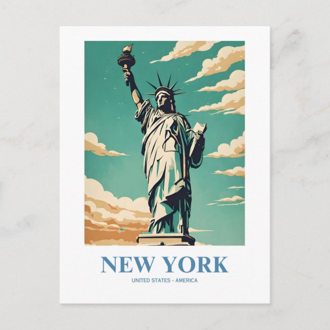 New York City Nostalgic Travel Art Vykort (Framsida)