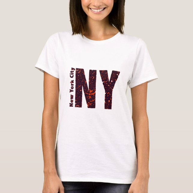 New York City NY Leting Typografi T Shirt (Framsida)