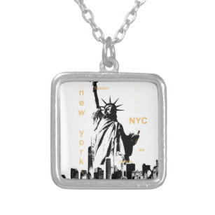 New York City Ny Nyc Frihetsgudinnan Silverpläterat Halsband