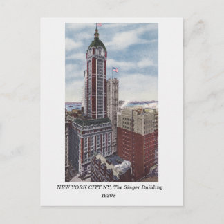 New York City NY, sångaren Bygger det gamla vykort