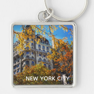 New York City NYC Ansonia Afaconia Byggnad Fall Fyrkantig Silverfärgad Nyckelring