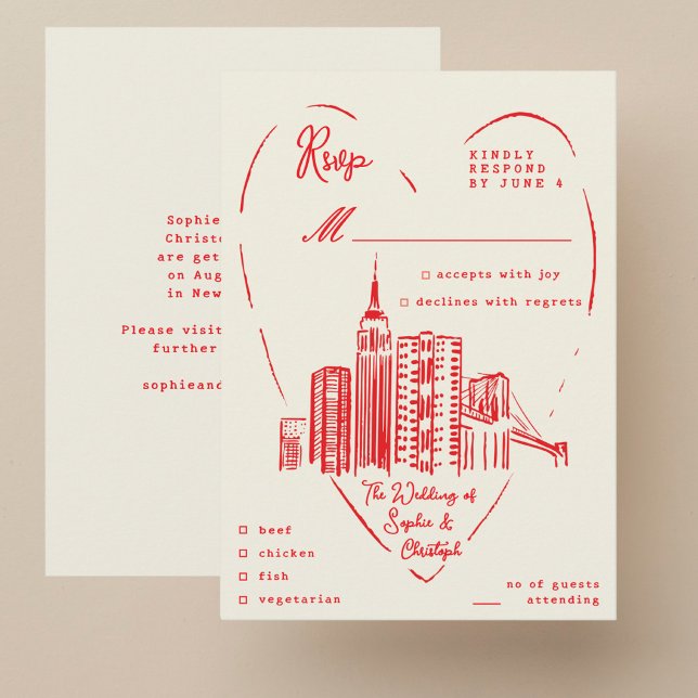 New York City NYC bröllop RSVP bifogad kort (Skapare uppladdad)