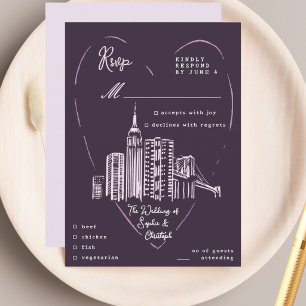 New York City NYC bröllop RSVP Enclosure Card Tilläggskort