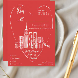 New York City NYC bröllop RSVP Enclosure Card Tilläggskort