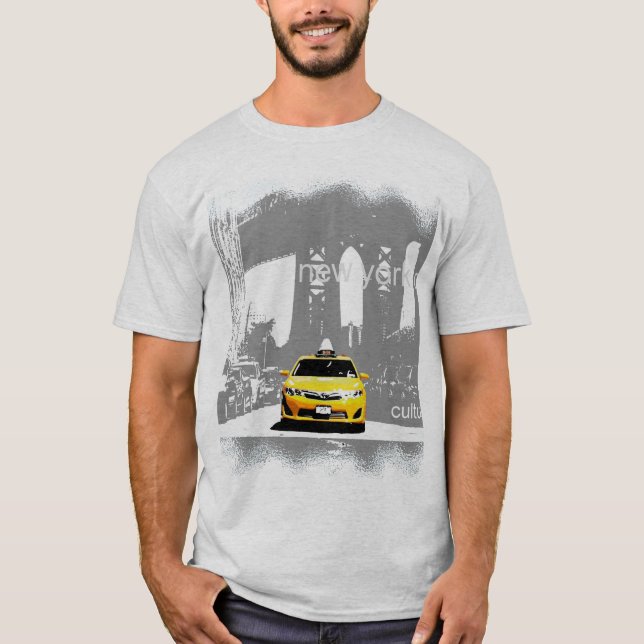 New York City Nyc Brooklyn Bridge Gult Taxi Manar T Shirt (Framsida)