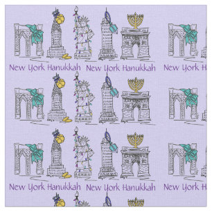 New York City NYC Chanukah Hanukkah Fabric Tyg