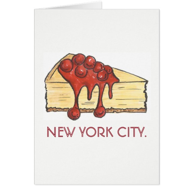 New York City NYC Cherry Cheesecake Slice Hälsningskort (Framsidan)
