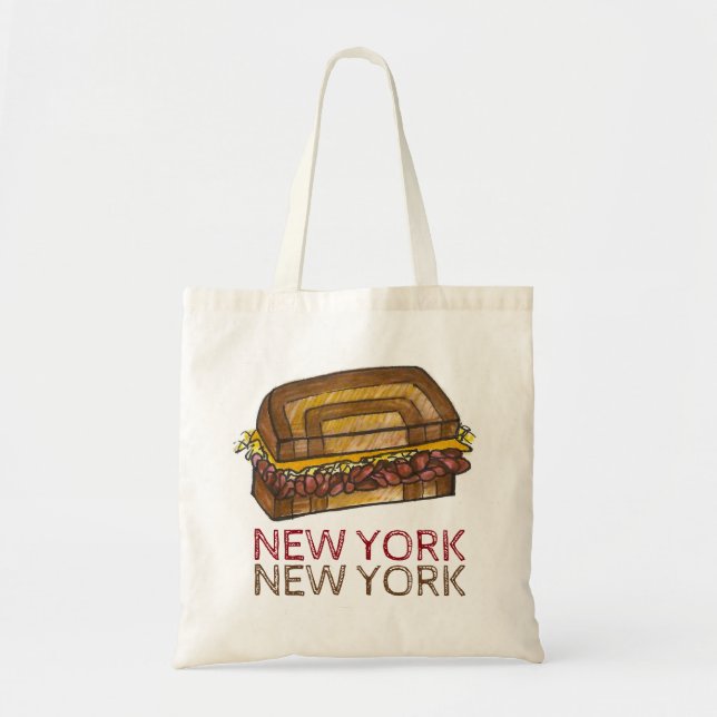 New York City NYC Deli Reuben Sandwich Food Tote Tygkasse (Framsidan)