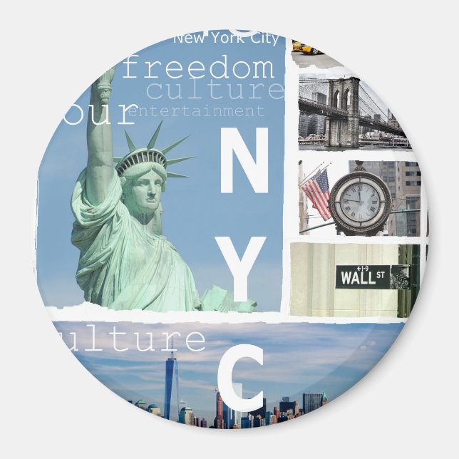 New York City Nyc Elegant Modern mallcirkel Magnet (Framsidan)