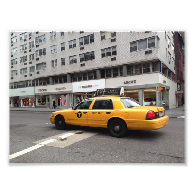New York City NYC Gult Checkated Taxi Cab Car Fototryck (Framsidan)