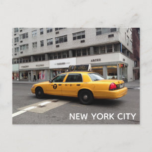 New York City NYC Gult Checkated Taxi Cab Car Vykort