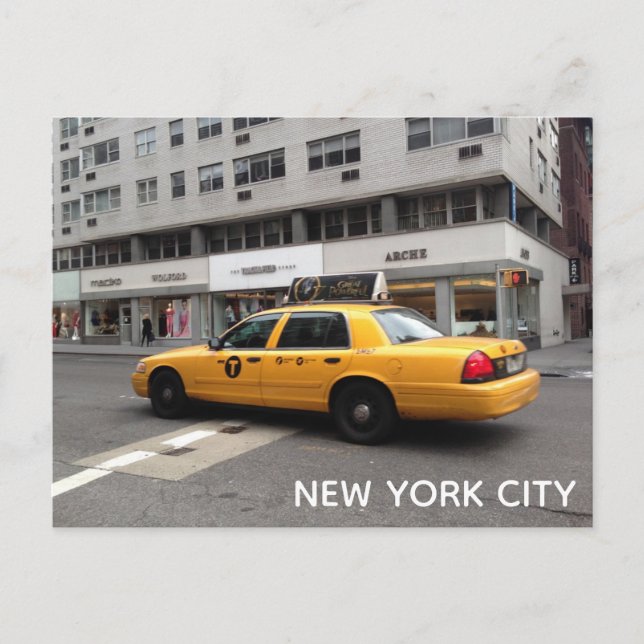 New York City NYC Gult Checkated Taxi Cab Car Vykort (Framsida)