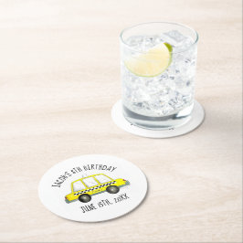 New York City NYC Gult Taxi Cab Födelsedagsfest Underlägg Papper Rund