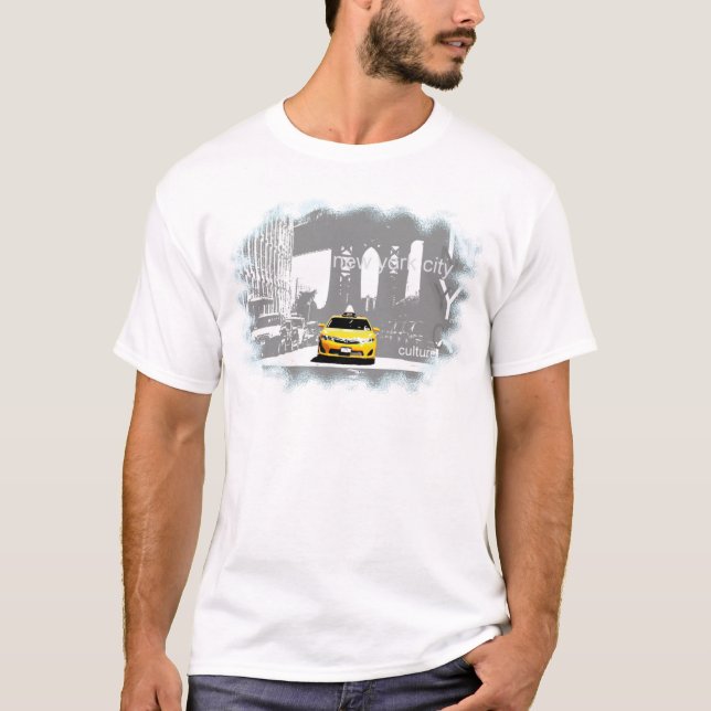 New York City Nyc Gult Taxi Modern Pop Art T Shirt (Framsida)