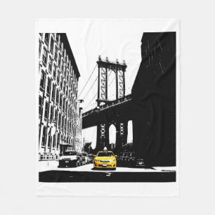 New York City Nyc Gult Taxi Pop Art Fleecefilt