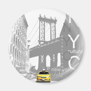 New York City Nyc Gult Taxi Pop Art Magnet