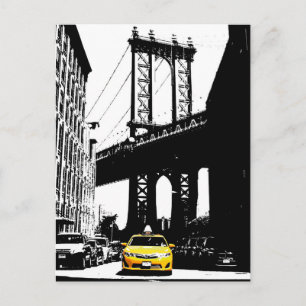 New York City Nyc Gult Taxi Pop Art Vykort