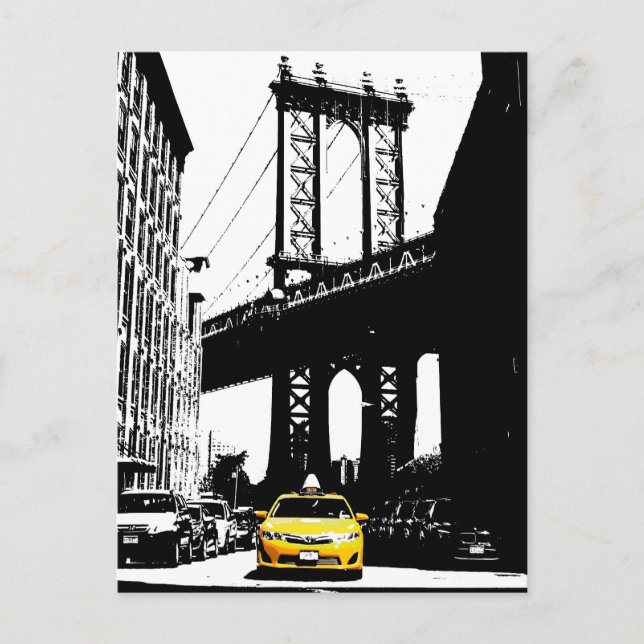 New York City Nyc Gult Taxi Pop Art Vykort (Framsida)
