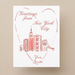 New York City NYC handmålad hälsning Postkort Vykort