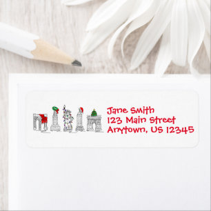 New York City NYC Jul Julafton Landmarks Helgdag Returadress Etikett